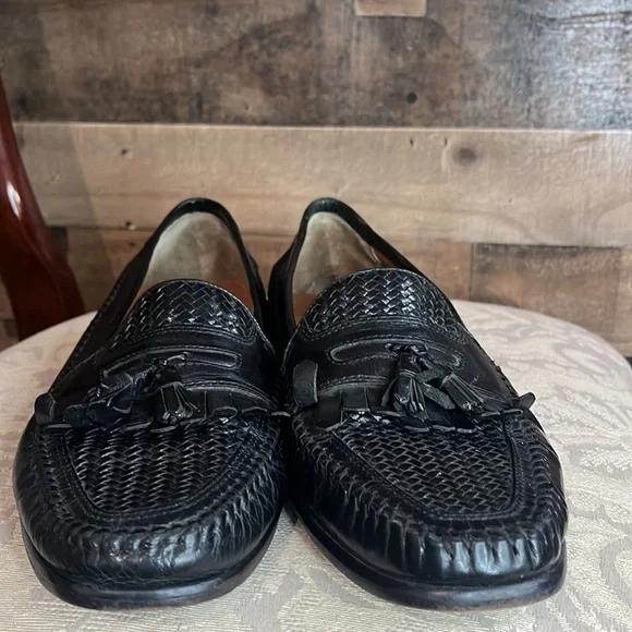 Bostonian Black Leather Tassel Loafers Shoes Size 10M - Picture 2 of 7
